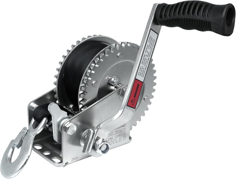 OPENROAD Store 2000lbs Heavy Duty Boat Trailer Winch with 26FT Strap,2-Way Ratchet,4:1 Gear Trailer Winch,Portable Hand Crank Winch for Boat,Truck, Trailer, RV, ATV, Jet Ski - Image 1